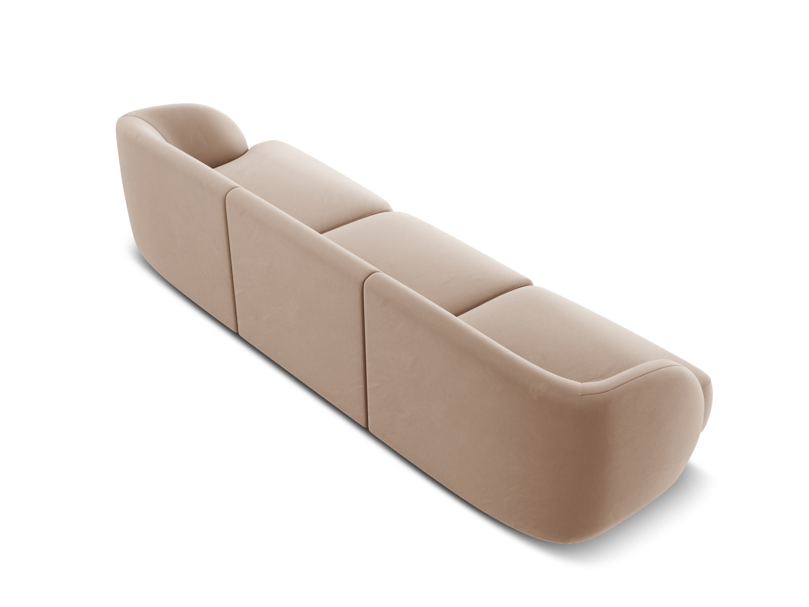 Elegantes 3-Sitzer-Sofa Miley aus weichem Velours in stilvollem Cappuccino, ideal für einladende und moderne Wohnräume.