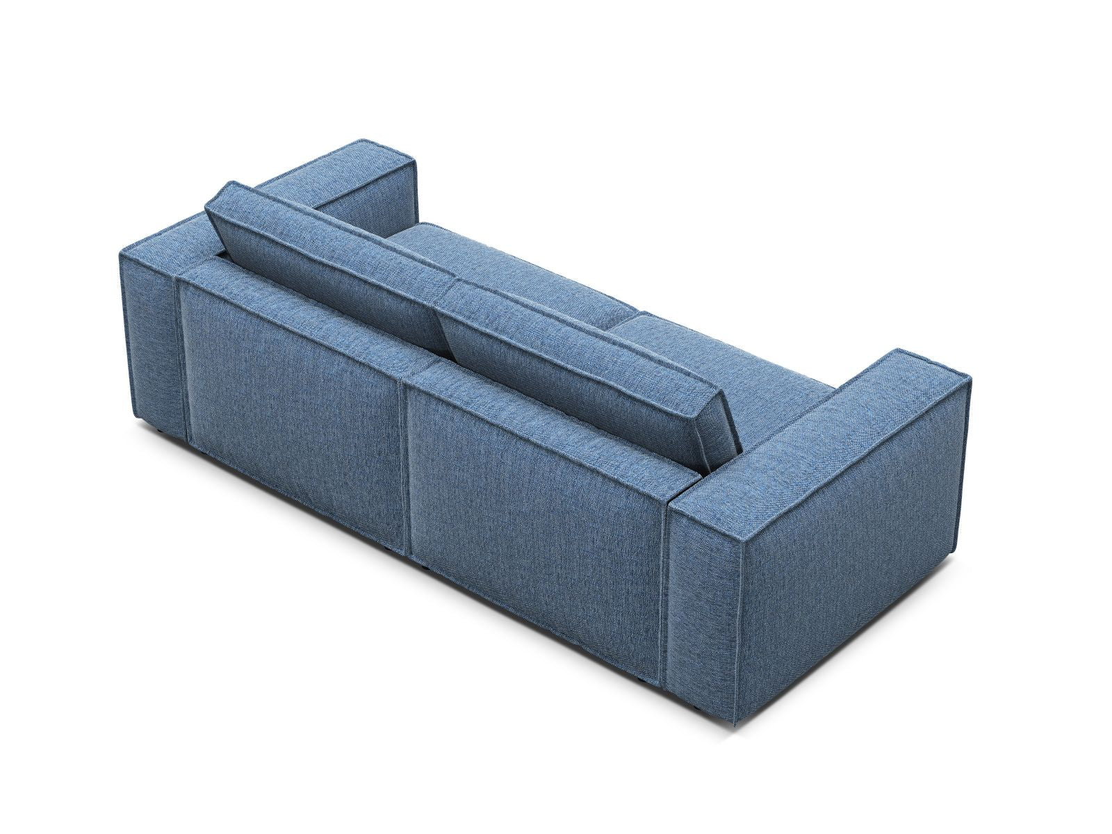 Elegantes 3-Sitzer Sofa Pola in edlem Blau, ideal für moderne Wohnräume, bietet Komfort und Stil für Ihr Zuhause.