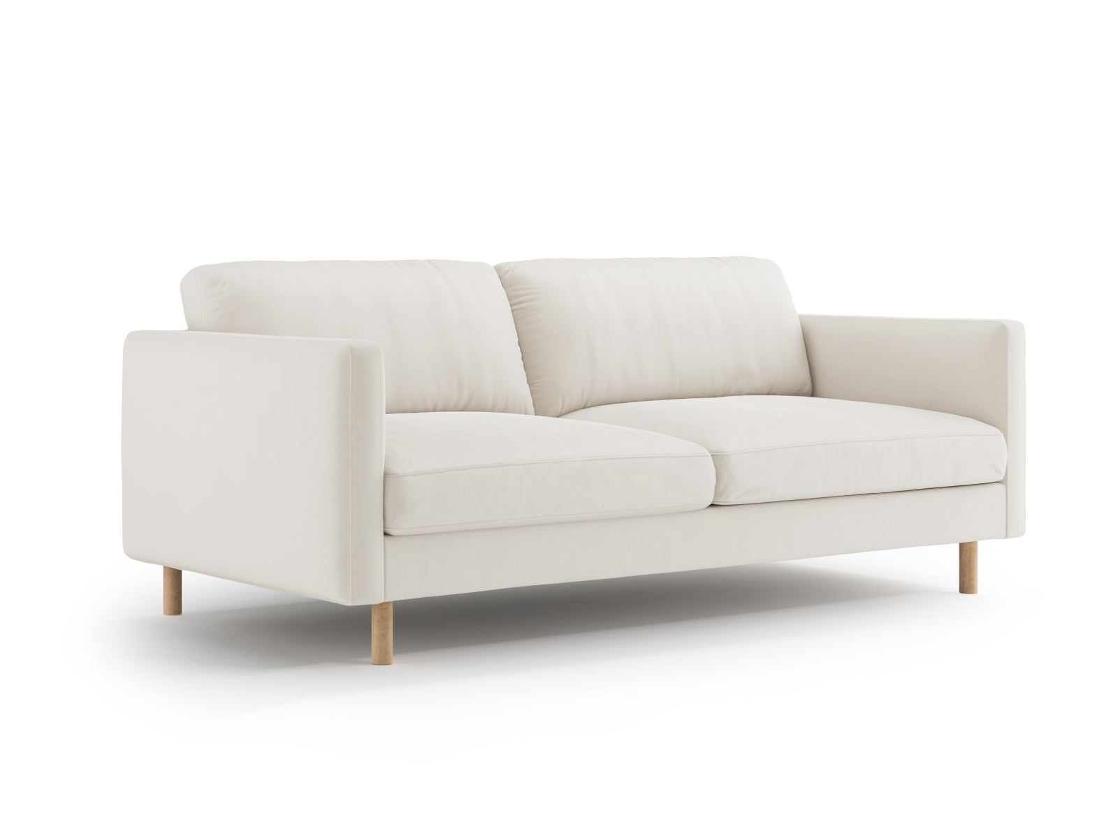 Elegantes Eden Velour Sofa für 3 Personen in stilvollem Beige, ideal für moderne Wohnräume und gemütliche Abende.