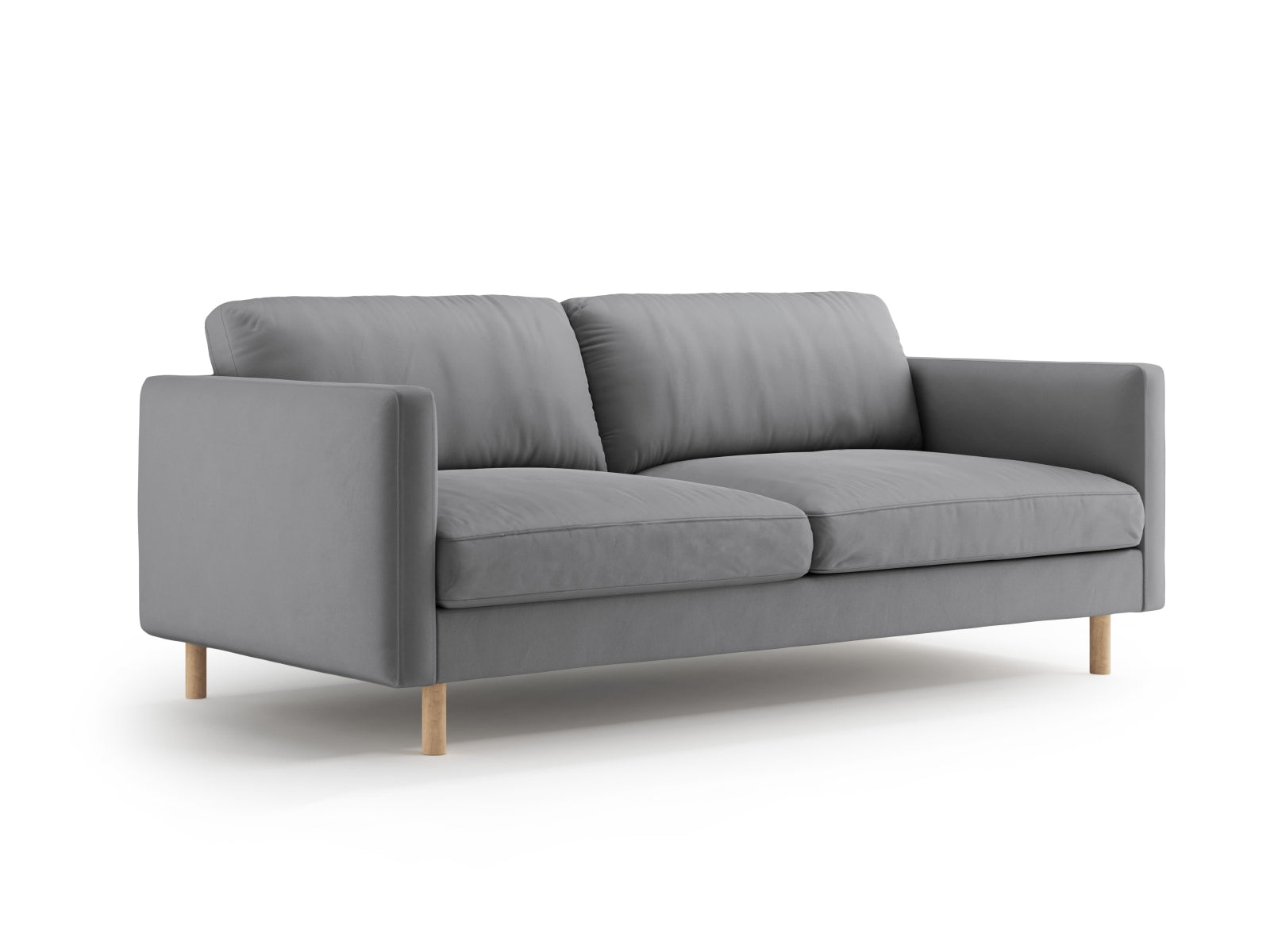 Elegantes Eden Velour Sofa für 3 Personen in stilvollem Grau, ideal für moderne Wohnräume und gemütliche Abende.