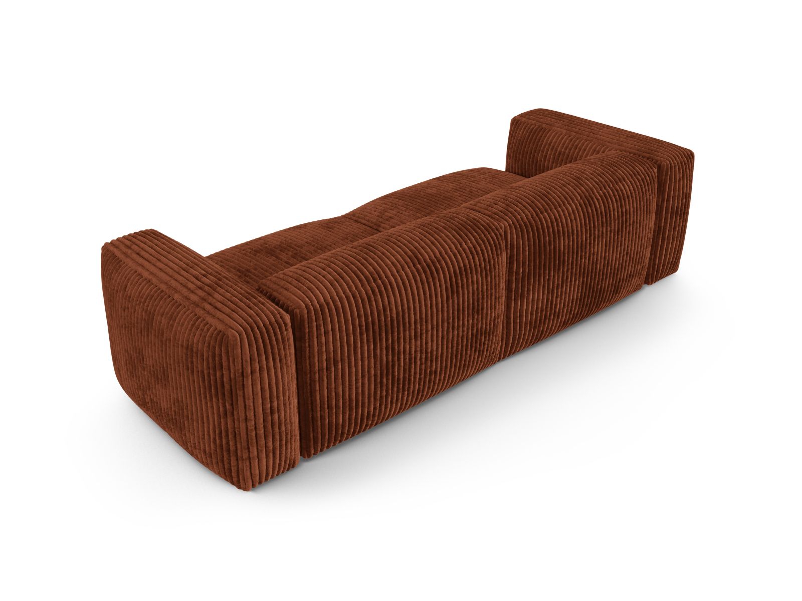 Elegantes XL 3-Sitzer Sofa Martina in warmem Ziegelrot, ideal für stilvolle Wohnräume und entspannte Stunden mit Freunden.