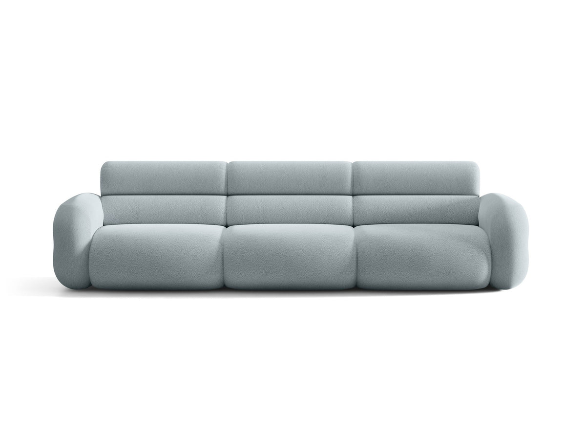 Modulares 4er Sofa Neo von Micadoni in dunklem Olivgrün mit strukturiertem Stoffbezug, hoher Rückenlehne und schwarzen Kunststoffbeinen.