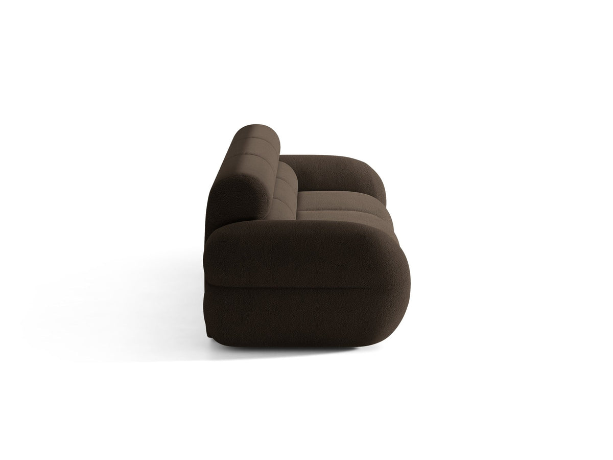 Modulares 4er Sofa Neo von Micadoni in dunklem Olivgrün mit strukturiertem Stoffbezug, hoher Rückenlehne und schwarzen Kunststoffbeinen.