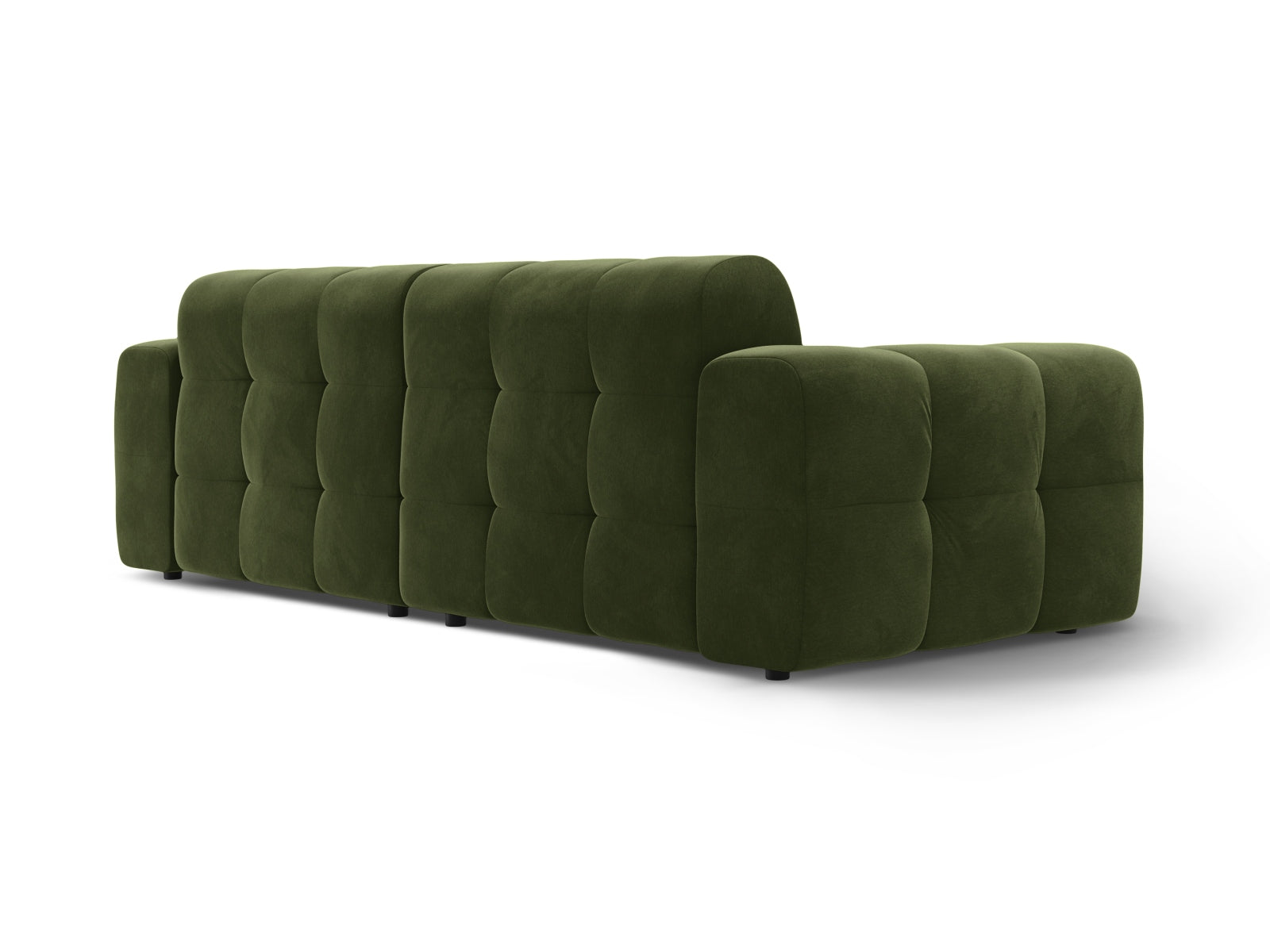 Elegantes Kendal Velour Sofa in Army Green, 4-Sitzer von Micadoni, ideal für stilvolle Wohnräume und gemütliche Abende.
