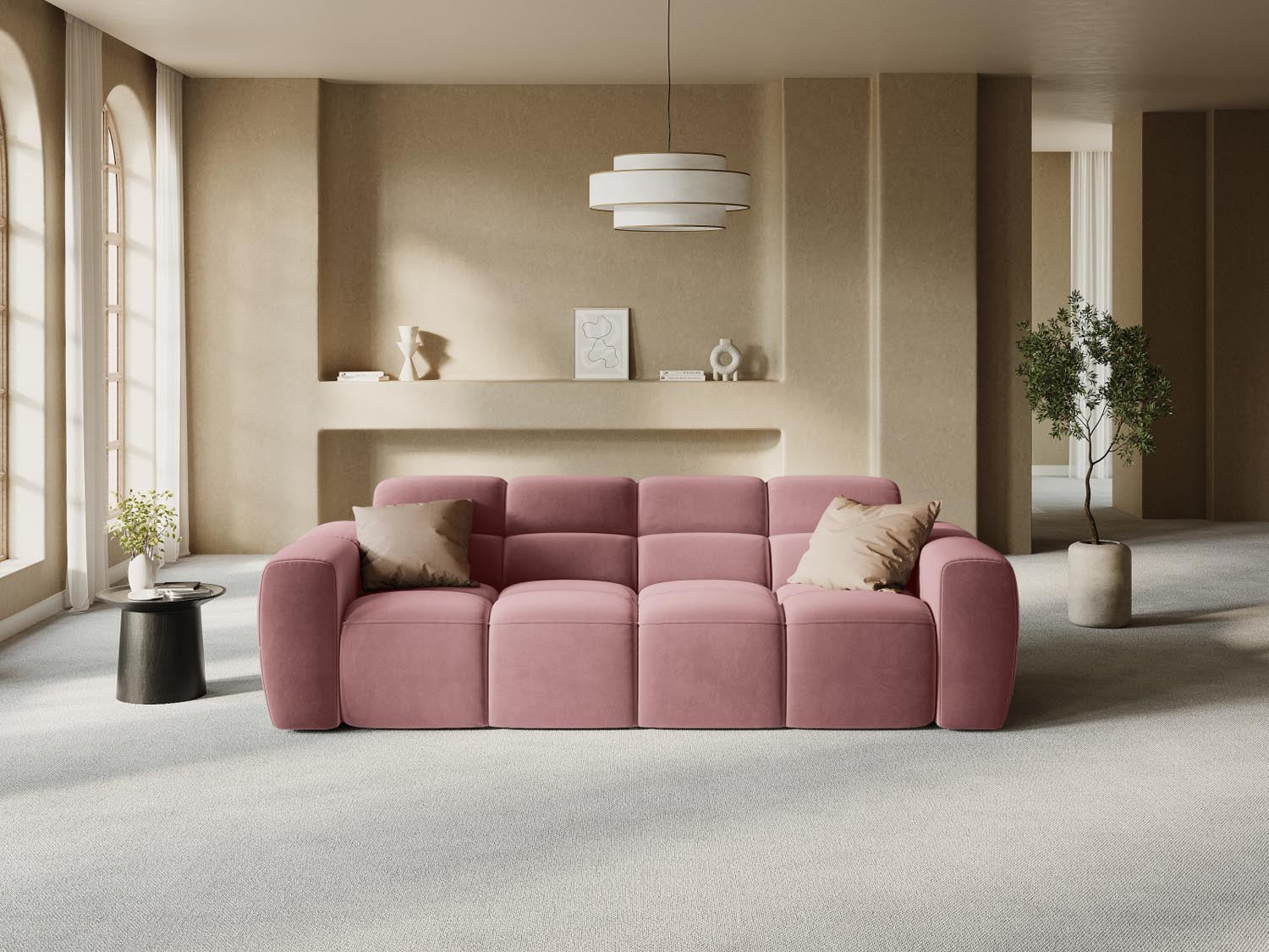 Lisa Velour Sofa 4 Sitzer in Flamingo präsentiert im Onlineshop von KAQTU Design AG. 4er Sofa ist von Micadoni
