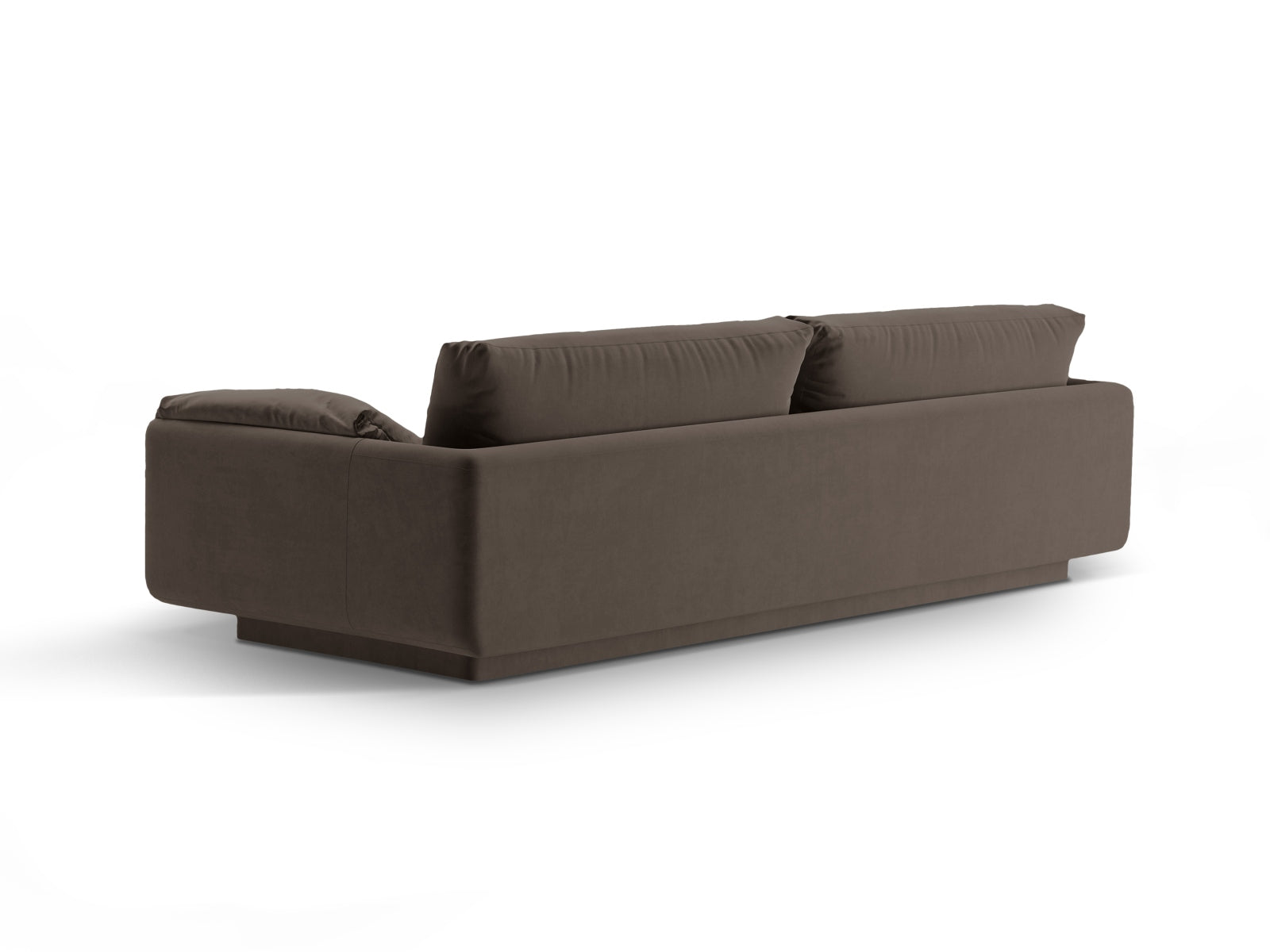 Luxuriöses 4-Sitzer Velour Sofa Torino in edlem Ebony-Casino, perfekt für stilvolle Wohnzimmer und entspannte Stunden mit Freunden.