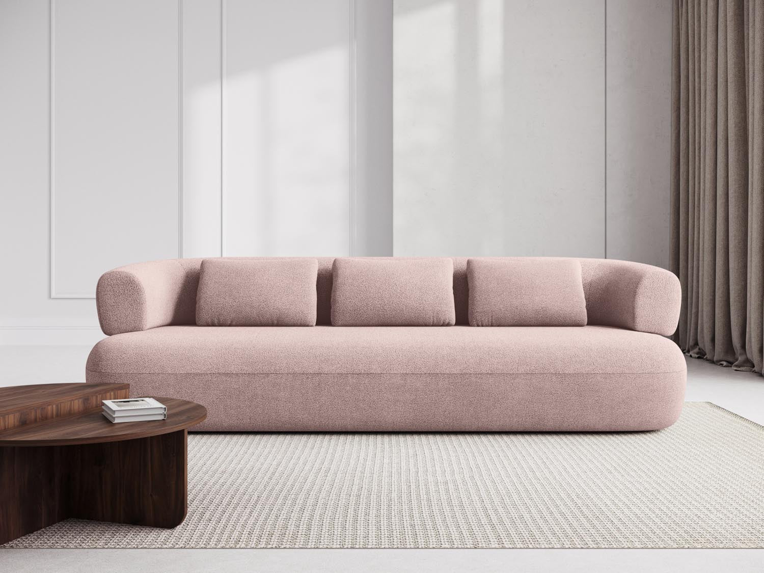 Jenny Boucle Sofa 4 Sitzer in Powder Pink präsentiert im Onlineshop von KAQTU Design AG. 3er Sofa ist von Micadoni