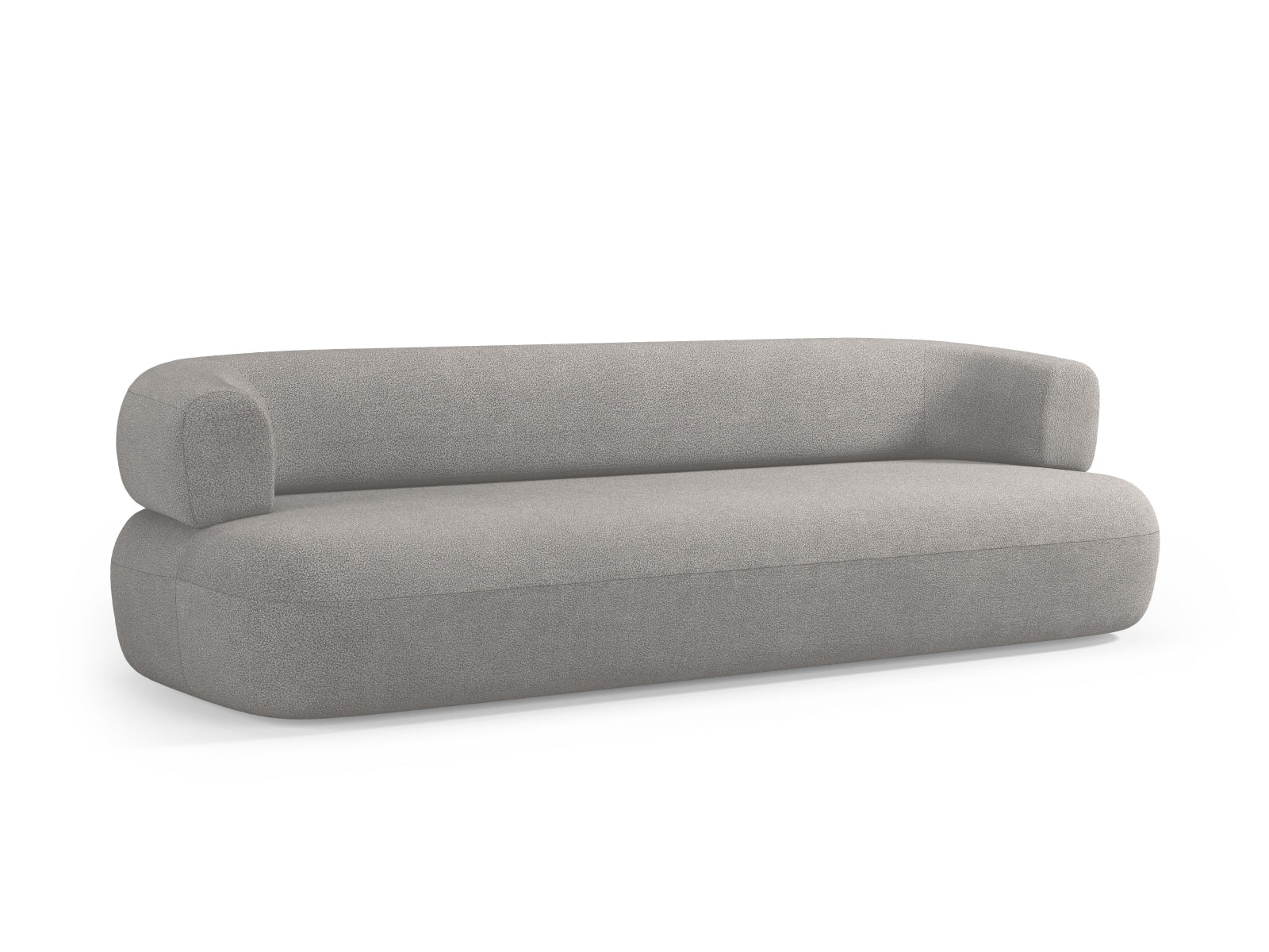 Stilvolles 4-Sitzer Jenny Boucle Sofa von Micadoni in zartem Grau, perfekt für entspannte Stunden und modernes Wohndesign.