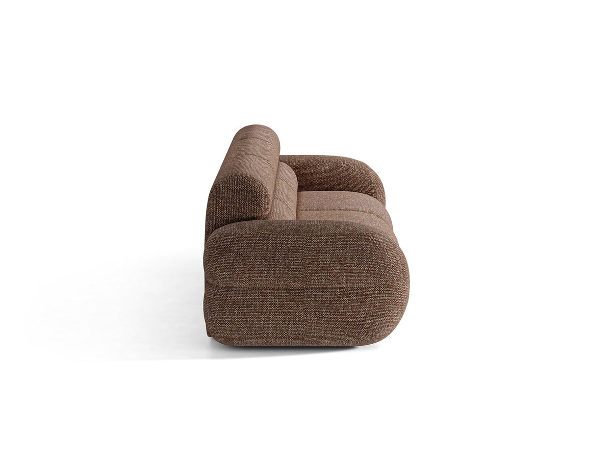 Modulares 4er Sofa Neo von Micadoni in dunklem Olivgrün mit strukturiertem Stoffbezug, hoher Rückenlehne und schwarzen Kunststoffbeinen.