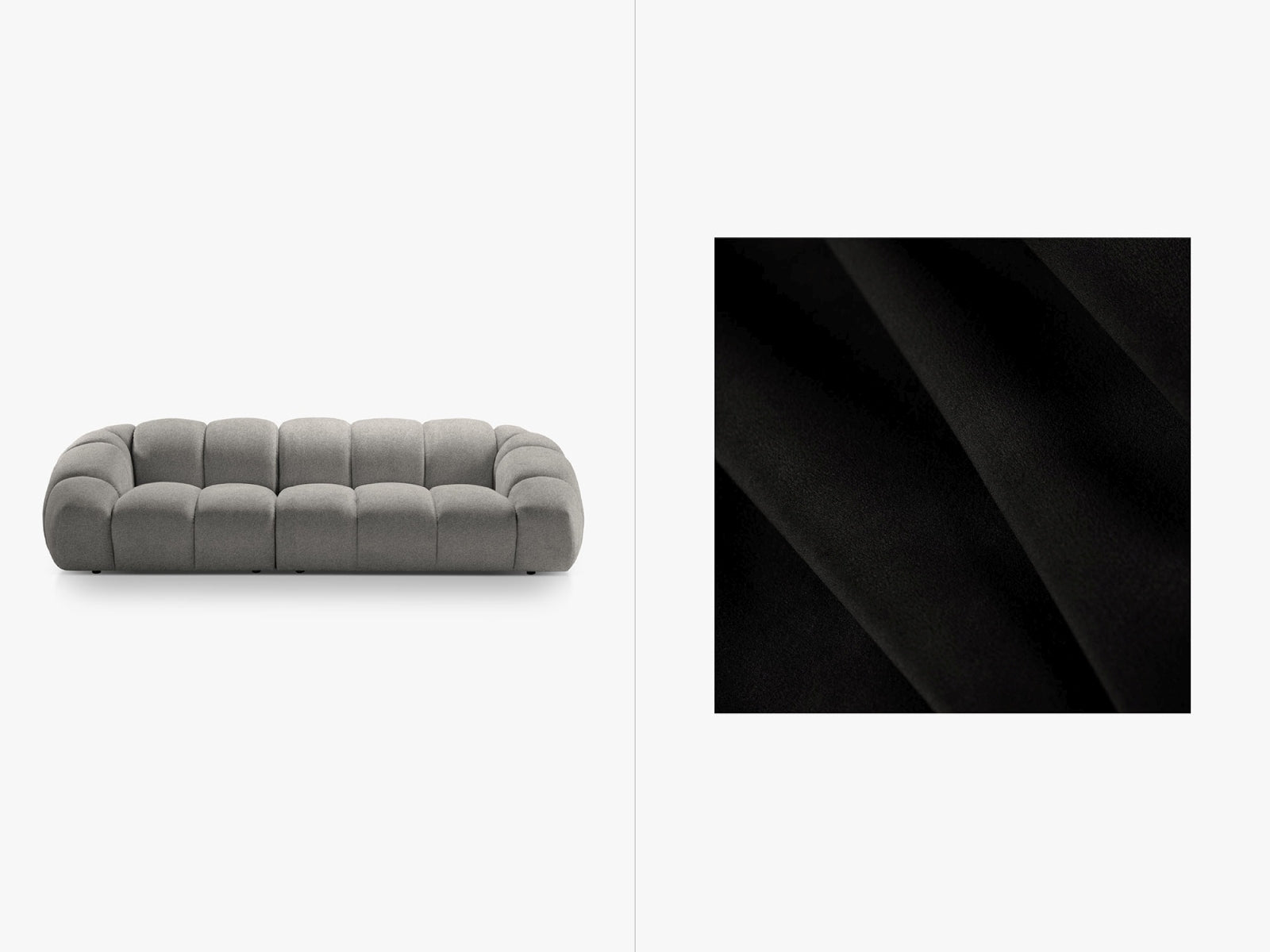 Diana Velour Sofa 4 Sitzer in Black-Salvador präsentiert im Onlineshop von KAQTU Design AG. 4er Sofa ist von Micadoni