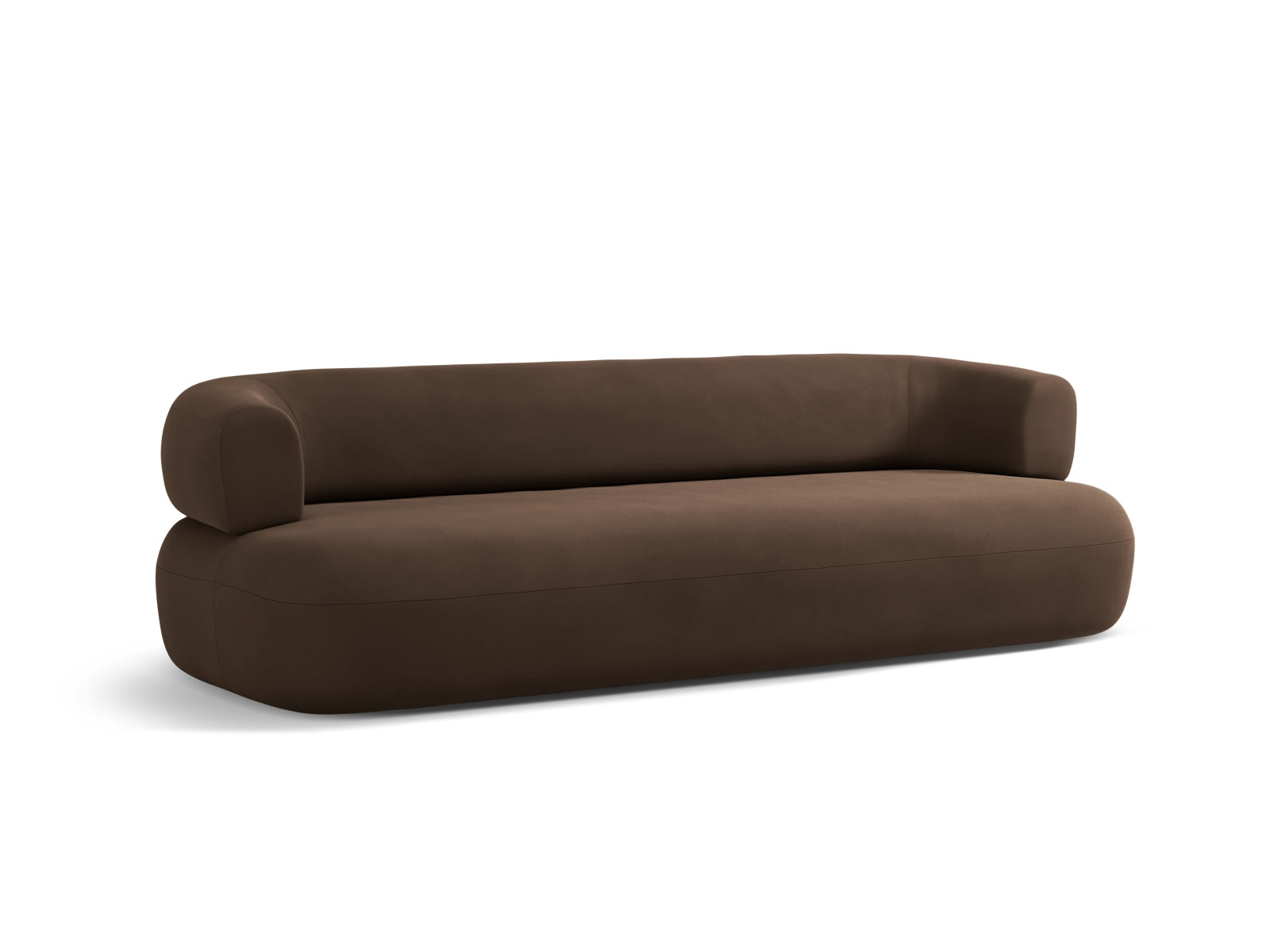 Elegantes 4-Sitzer Sofa Jenny aus samtigem Velours in stilvollem Braun, ideal für einladende Wohnräume und entspannte Stunden.