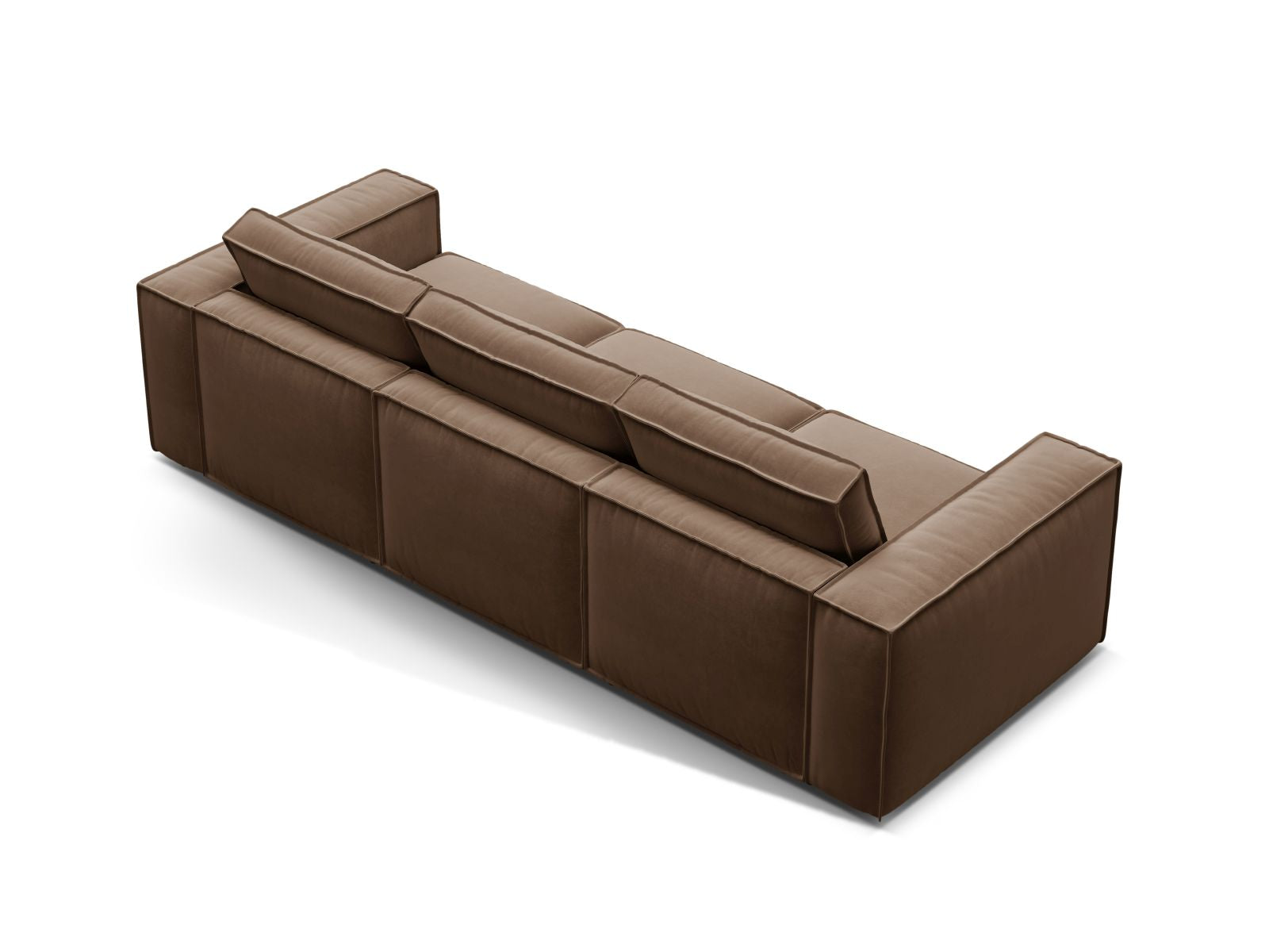 Elegantes 4-Sitzer Sofa Pola in edlem Chocolate-Salvador, ideal für stilvolle Wohnräume und entspannte Stunden mit Freunden.