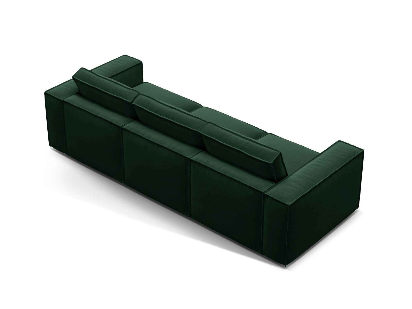 Elegantes 4-Sitzer Sofa Pola in sattem Flaschengrün, ideal für stilvolle Wohnräume und entspannte Abende mit Freunden.