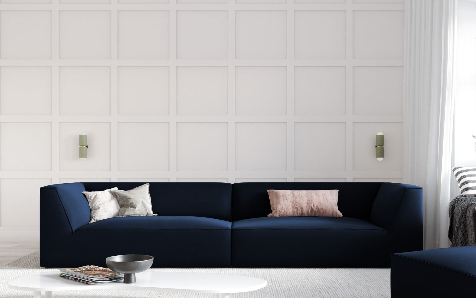 Ruby Velour Sofa 4 Sitzer in Royal Blue präsentiert im Onlineshop von KAQTU Design AG. 4er Sofa ist von Micadoni