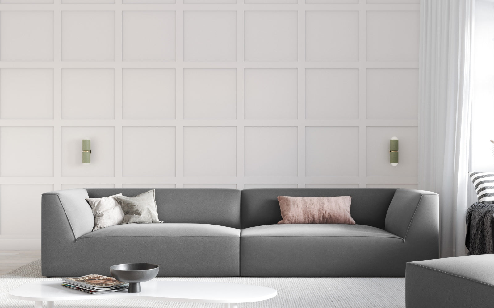 Ruby Velour Sofa 4 Sitzer in Grey präsentiert im Onlineshop von KAQTU Design AG. 4er Sofa ist von Micadoni