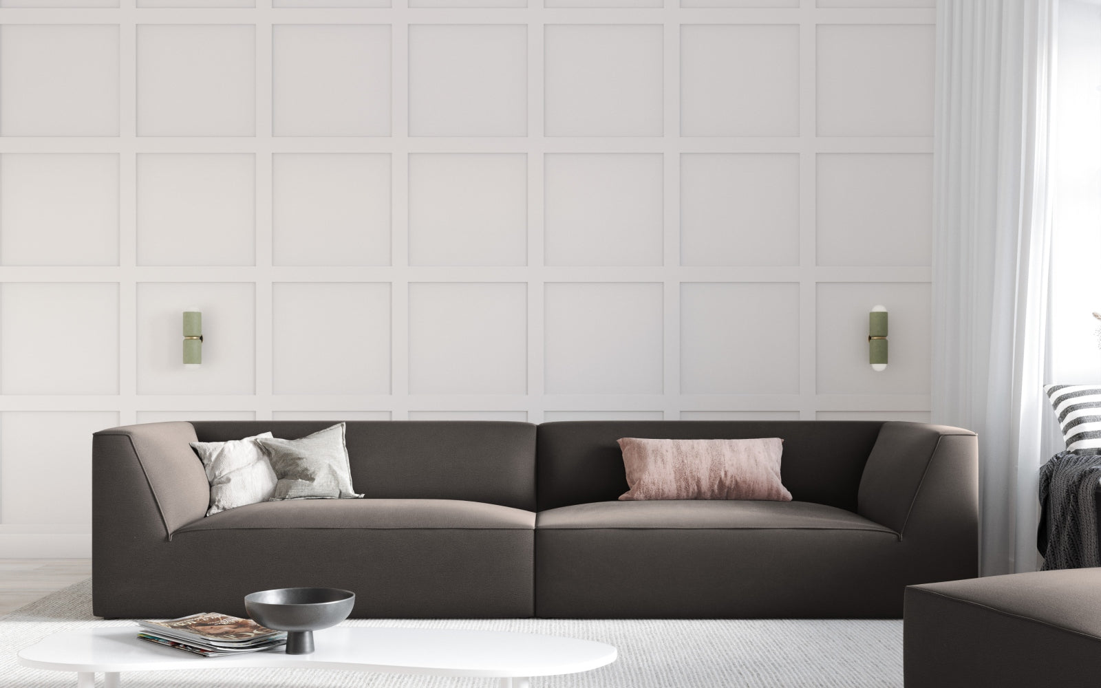 Ruby Velour Sofa 4 Sitzer in Dark Grey präsentiert im Onlineshop von KAQTU Design AG. 4er Sofa ist von Micadoni
