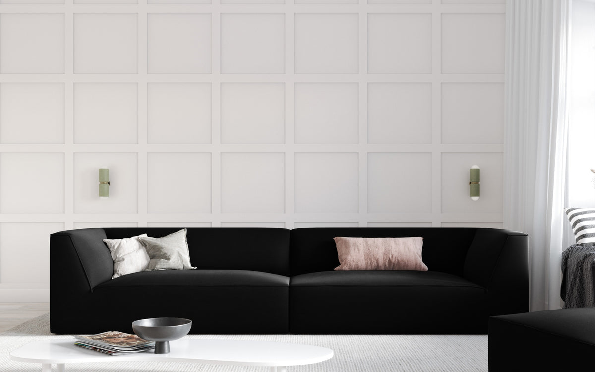 Ruby Velour Sofa 4 Sitzer in Black-Salvador präsentiert im Onlineshop von KAQTU Design AG. 4er Sofa ist von Micadoni