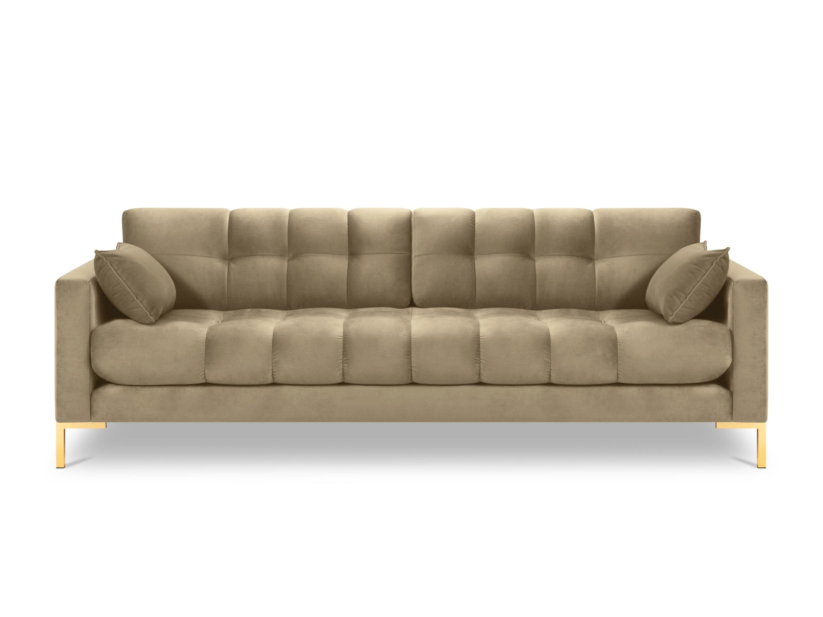 Mamaia Velour Sofa 4 Sitzer in Beige/Gold präsentiert im Onlineshop von KAQTU Design AG. 4er Sofa ist von Micadoni