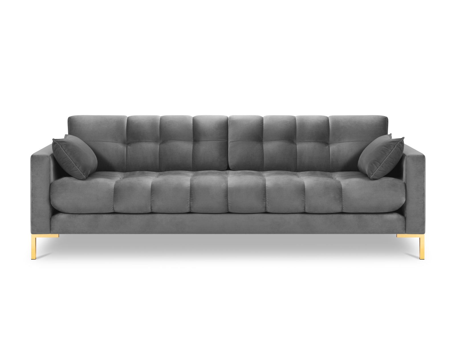 Mamaia Velour Sofa 4 Sitzer in Light Grey/Gold präsentiert im Onlineshop von KAQTU Design AG. 4er Sofa ist von Micadoni