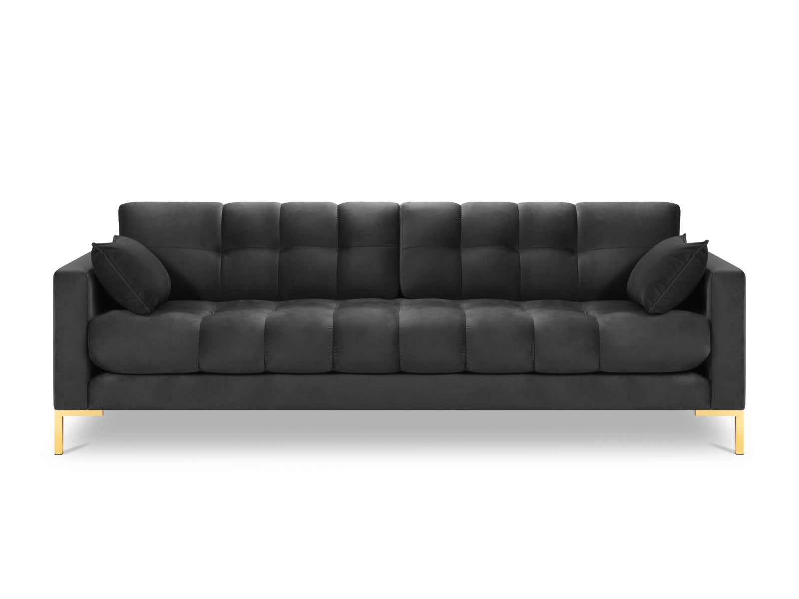 Mamaia Velour Sofa 4 Sitzer in Dark Grey/Gold präsentiert im Onlineshop von KAQTU Design AG. 4er Sofa ist von Micadoni