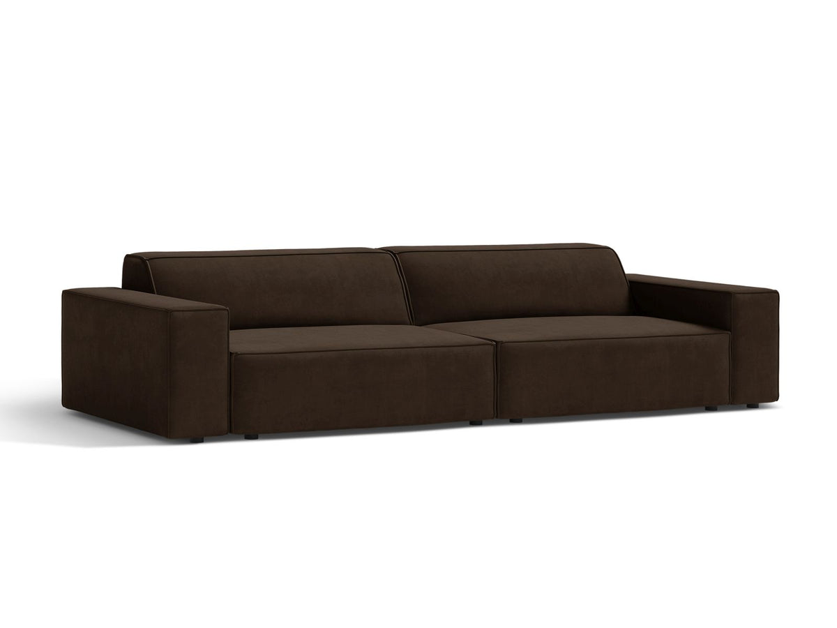 Jodie Velour modulares Sofa 4 Sitzer in Dark Brown-Bluvel präsentiert im Onlineshop von KAQTU Design AG. 4er Sofa ist von Micadoni