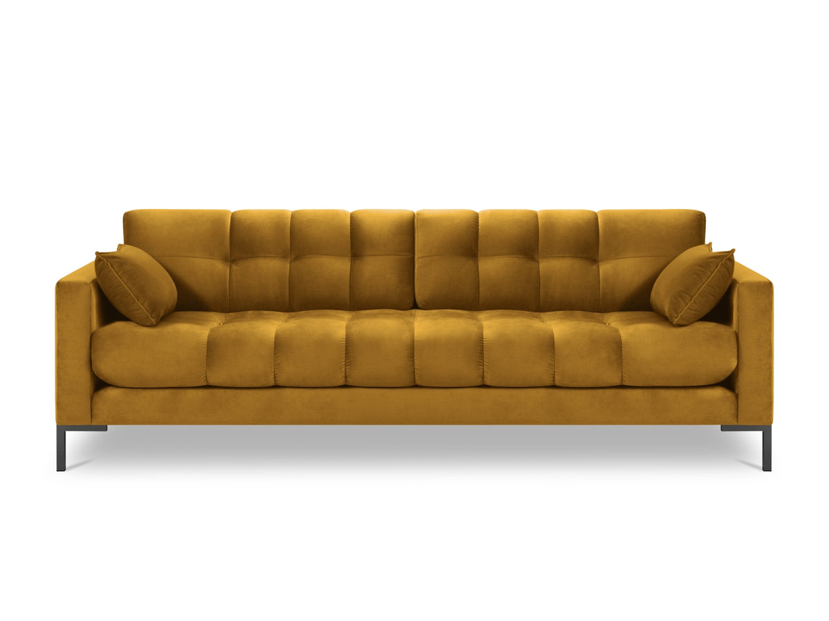 Mamaia Velour Sofa 4 Sitzer in Yellow/Schwarz-Bluvel präsentiert im Onlineshop von KAQTU Design AG. 4er Sofa ist von Micadoni