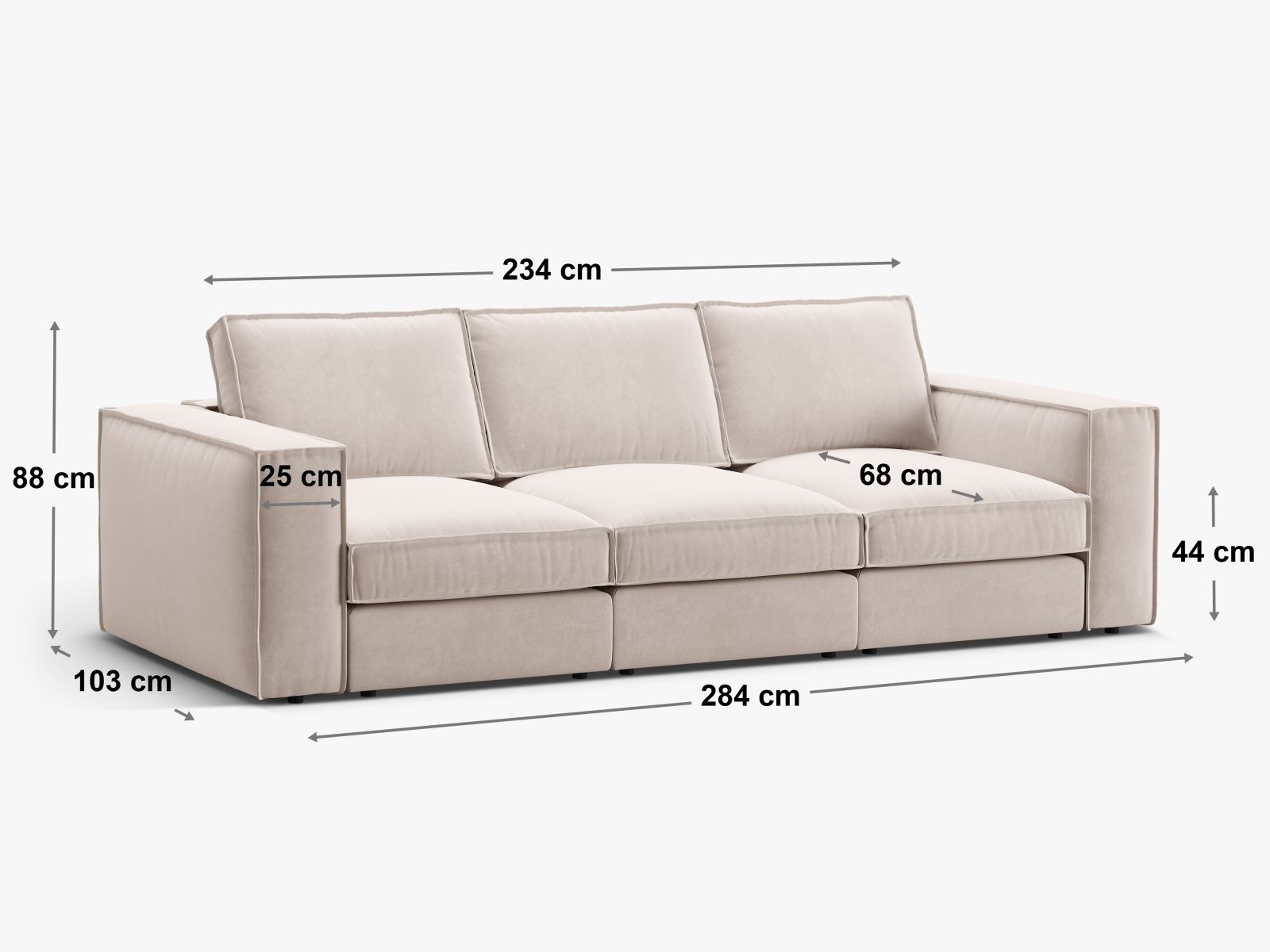 Stylisches 4-Sitzer Modular Sofa Pola in tiefem Blau, perfekt für zeitgemäße Einrichtungen und gemütliche Wohnzimmer.