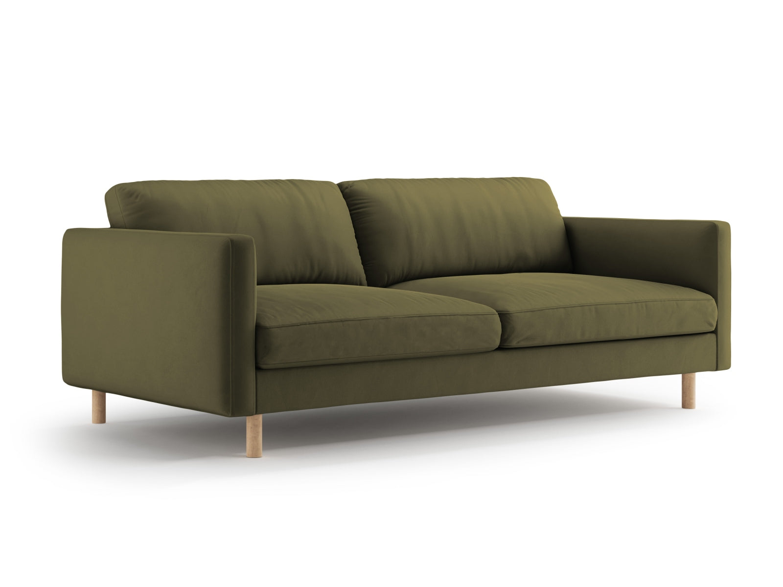 Elegantes Eden Velour Sofa für 4 Personen in einem stilvollen Moosgrün, ideal für moderne Wohnräume und gemütliche Abende.
