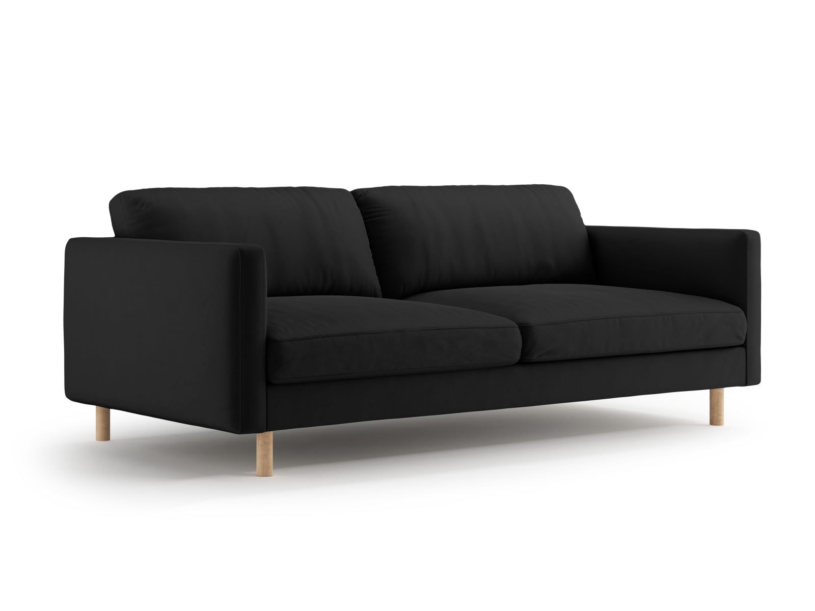 Elegantes Eden Velour Sofa für 4 Personen in stilvollem Schwarz, ideal für moderne Wohnräume und gemütliche Abende.