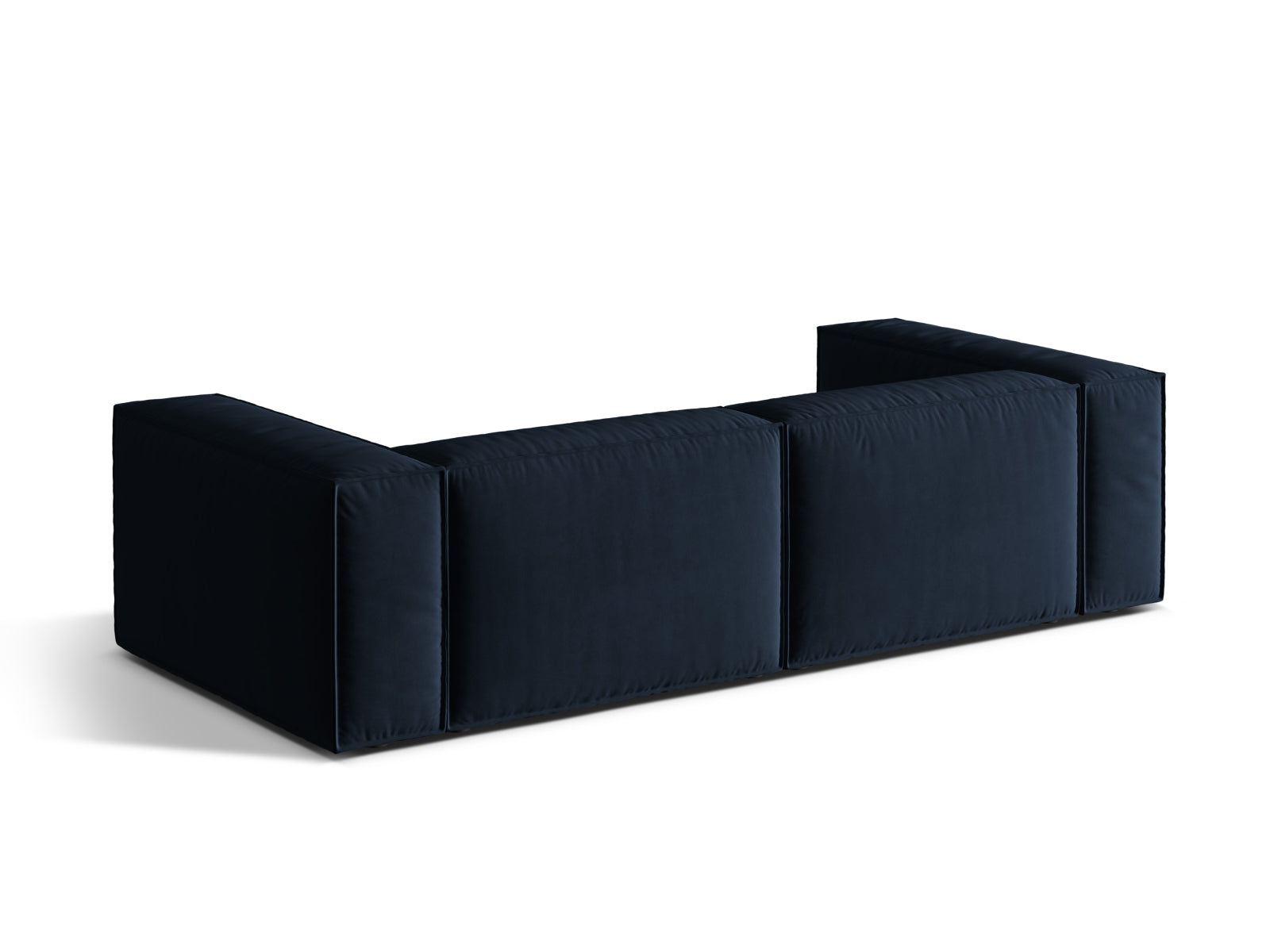 Luxuriöses 4-Sitzer Velour Sofa in tiefem Blau von Micadoni, perfekt für moderne Wohnzimmer und entspannte Stunden mit Freunden.