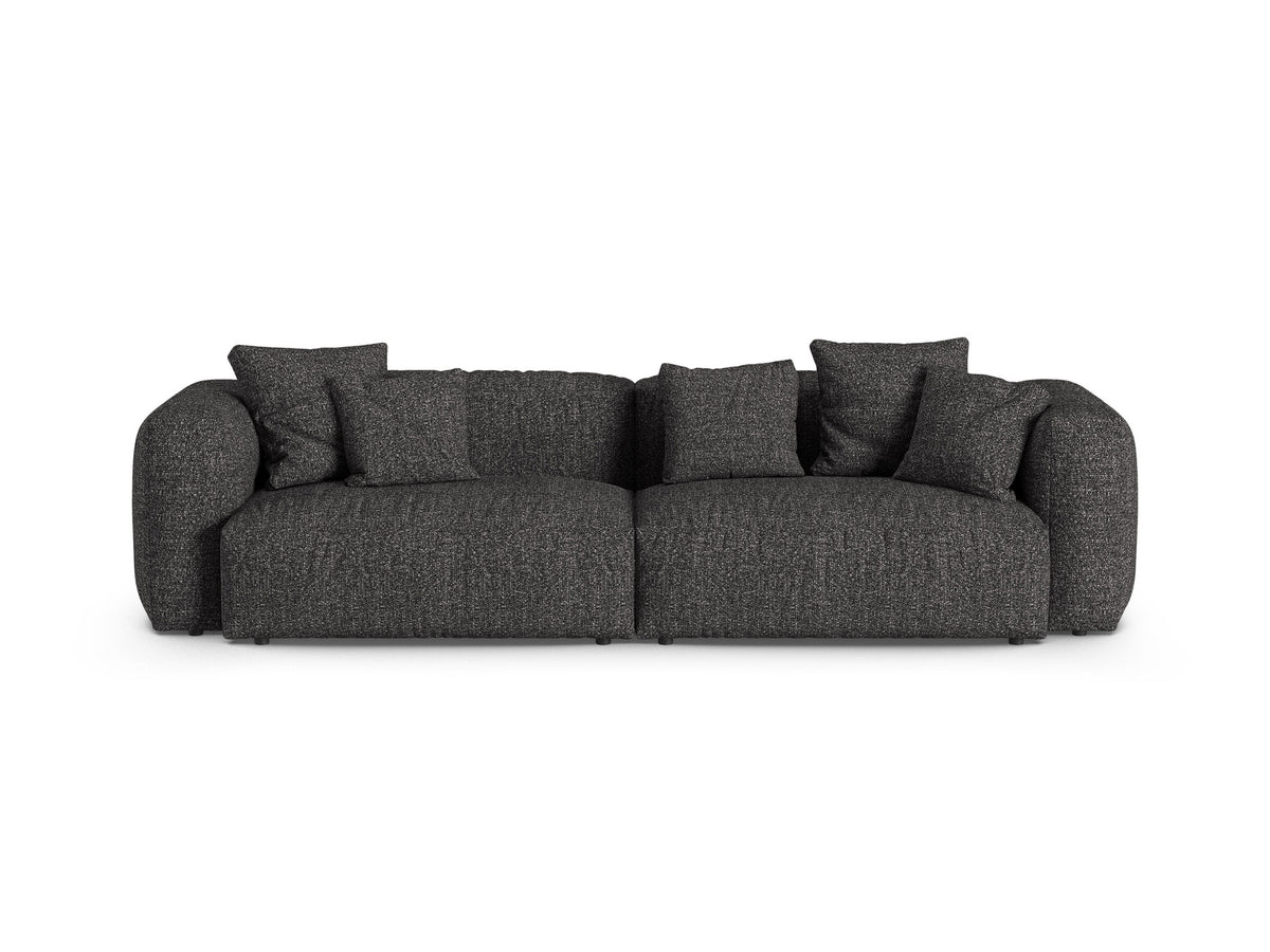 Martina Modulares Sofa 4-Sitzer XL-Tiefe von Micadoni, Light Beige-Boston Stoffbezug, Holzrahmen, schwarze Kunststoffbeine