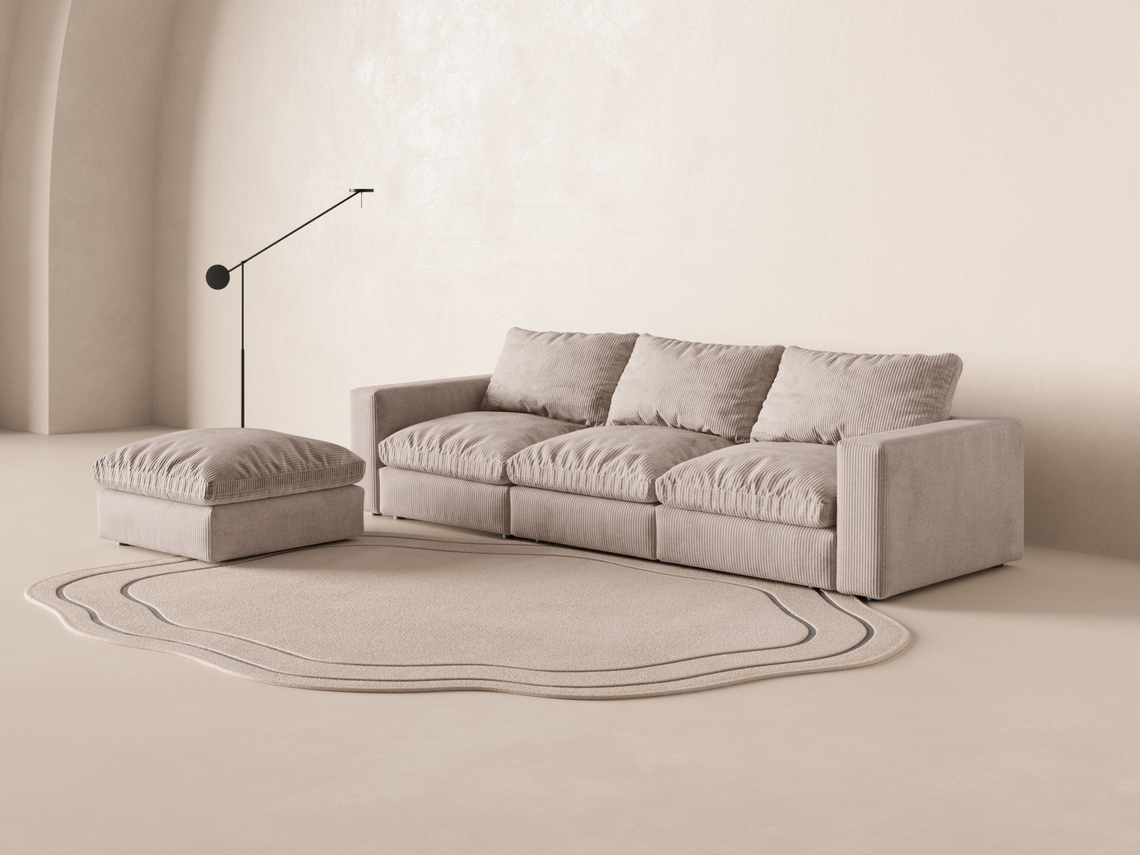 Lazy Modular Sofa 5 Sitzer in Beige präsentiert im Onlineshop von KAQTU Design AG. 5er Sofa ist von Micadoni