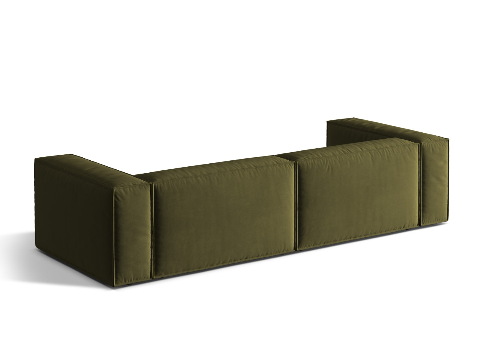 Luxuriöses Nuria Velour Sofa in einem ansprechenden Moss Green Melange, perfekt für moderne Wohnräume und gesellige Abende.