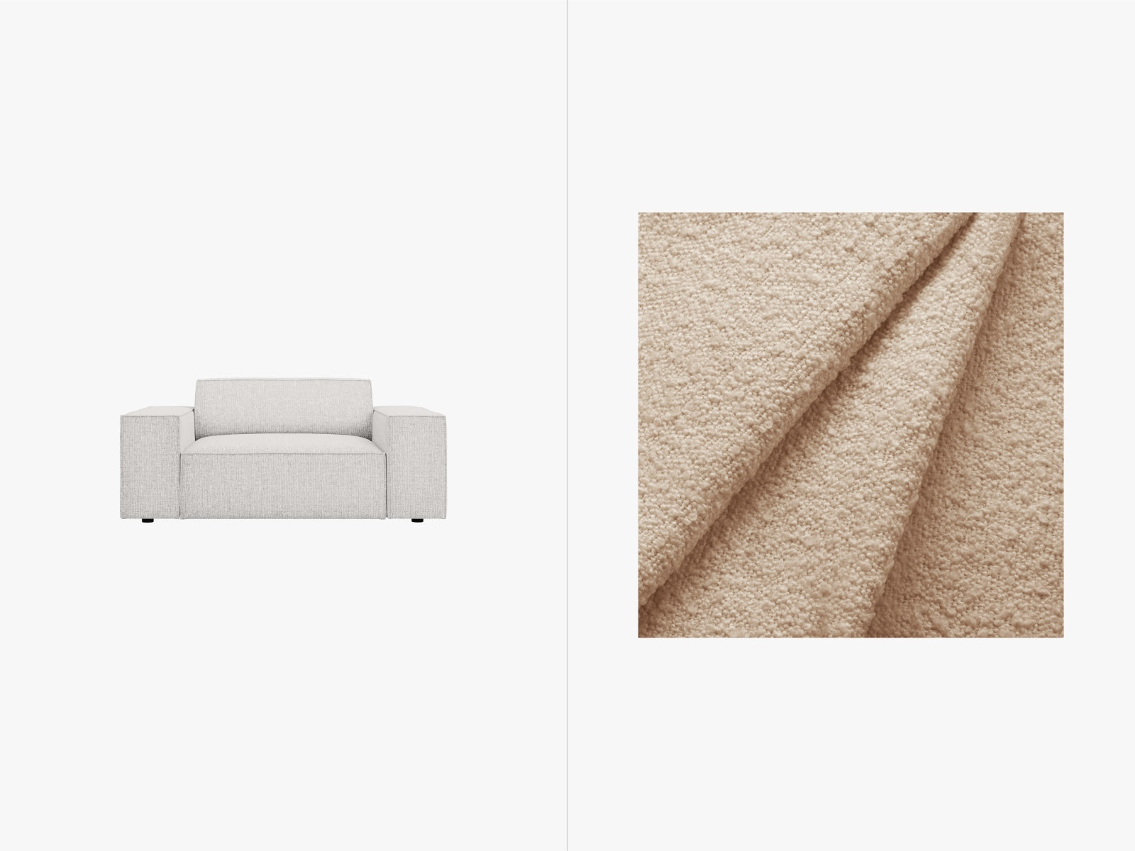 Jodie Boucle Sessel 1 Sitz in Beige-Baloo präsentiert im Onlineshop von KAQTU Design AG. Sessel ist von Micadoni