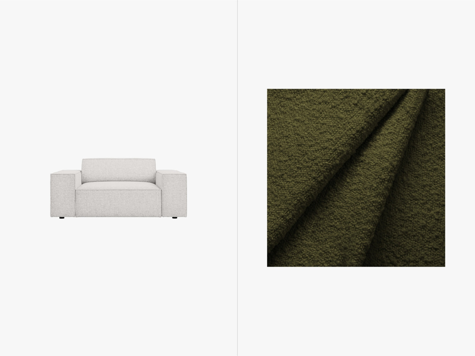 Jodie Boucle Sessel 1 Sitz in Dark Olive Green-Baloo präsentiert im Onlineshop von KAQTU Design AG. Sessel ist von Micadoni