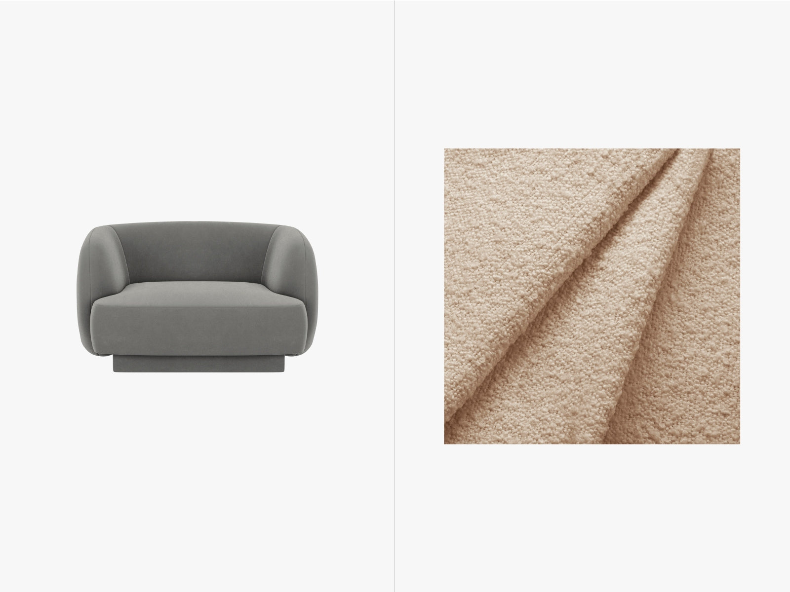 Miley Boucle Sessel 1 Sitz in Beige-Baloo präsentiert im Onlineshop von KAQTU Design AG. Sessel ist von Micadoni