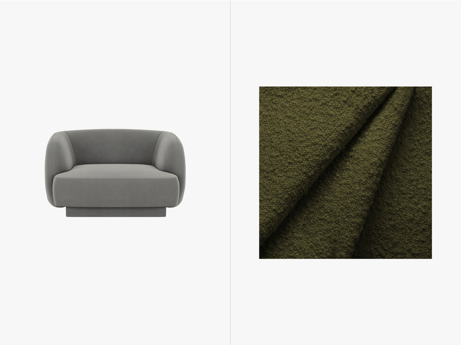 Miley Boucle Sessel 1 Sitz in Dark Olive Green-Baloo präsentiert im Onlineshop von KAQTU Design AG. Sessel ist von Micadoni