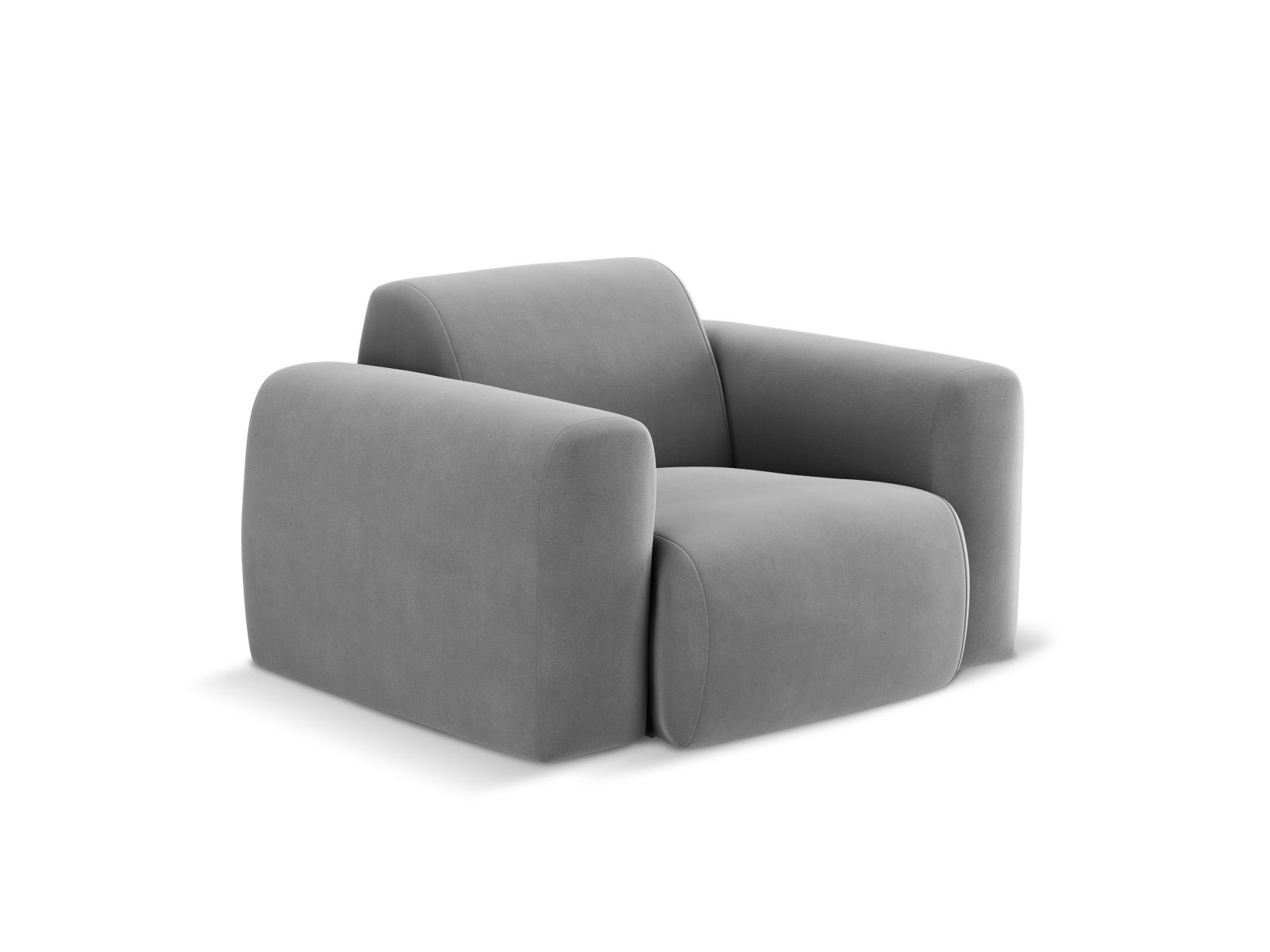Eleganter Molino Velour Sessel in sanftem Hellgrau, ideal für stilvolle Wohnräume und gemütliche Leseecken.