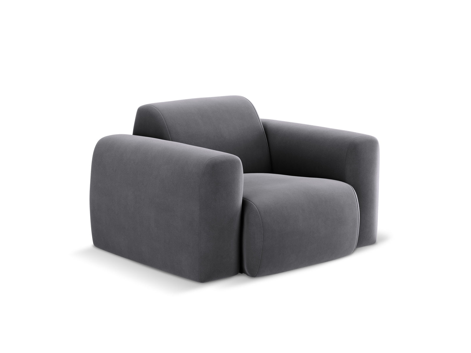 Eleganter Molino Velour Sessel in Dunkelgrau, ideal für stilvolle Wohnräume. Hochwertige Verarbeitung von Micadoni.