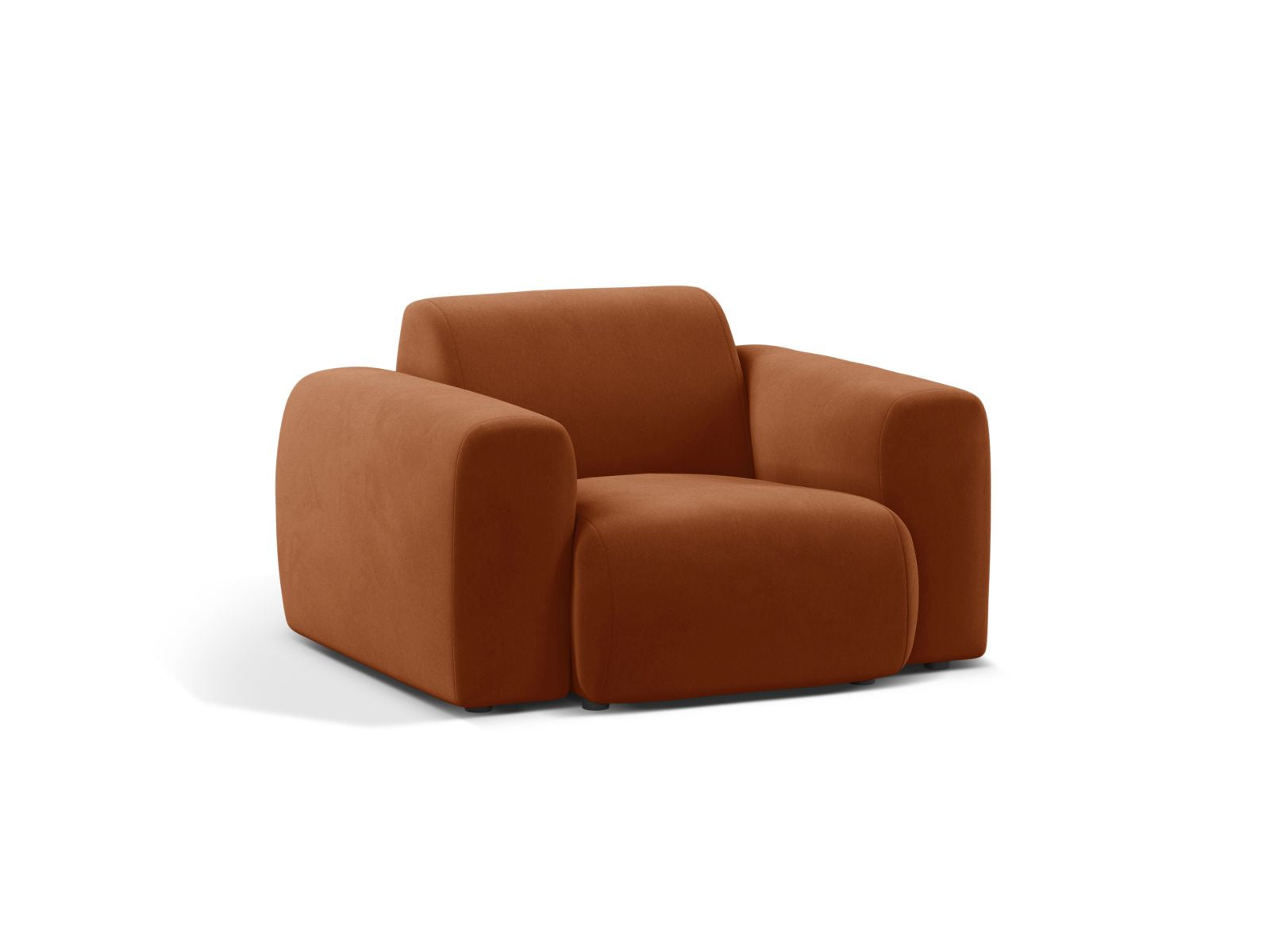 Eleganter 1-Sitzer Sessel Molino in warmem Terracotta, ideal für stilvolle Wohnräume, präsentiert von Micadoni.