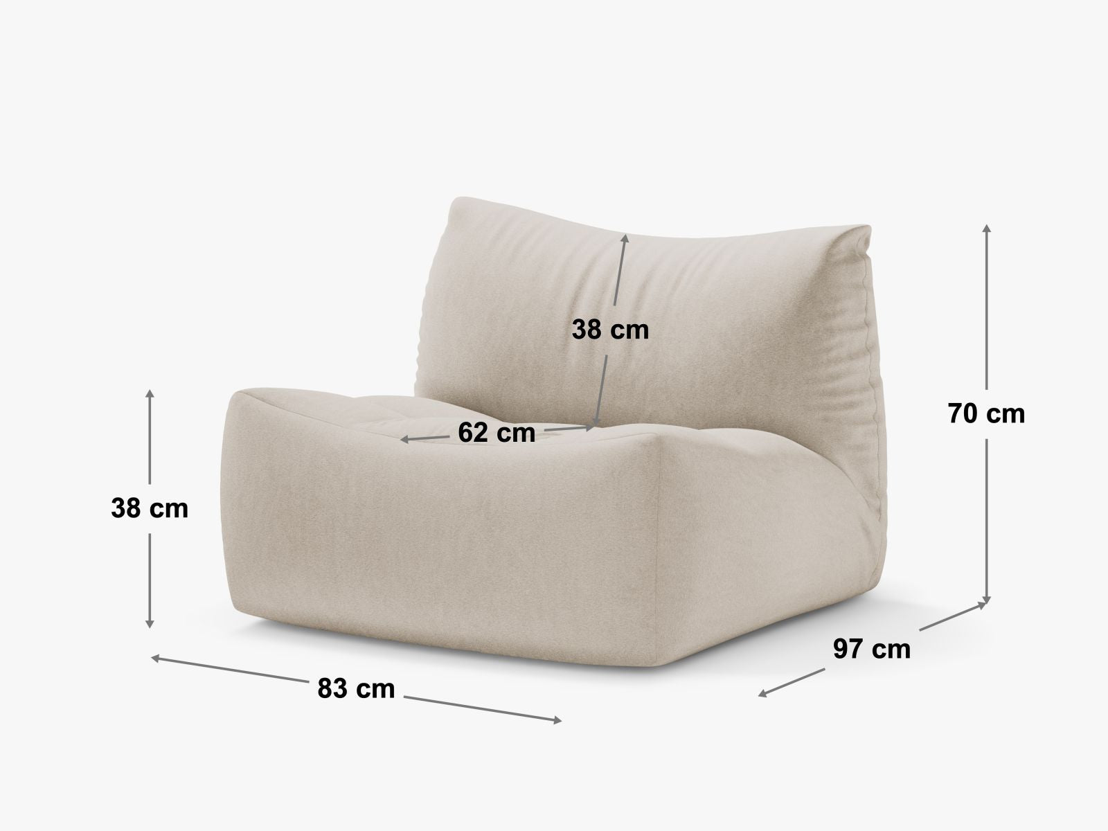 Moderner 1-Sitzer Sessel Tove in zeitlosem Grau, perfekt für stilvolle Einrichtungen. Bequem und elegant von Micadoni.