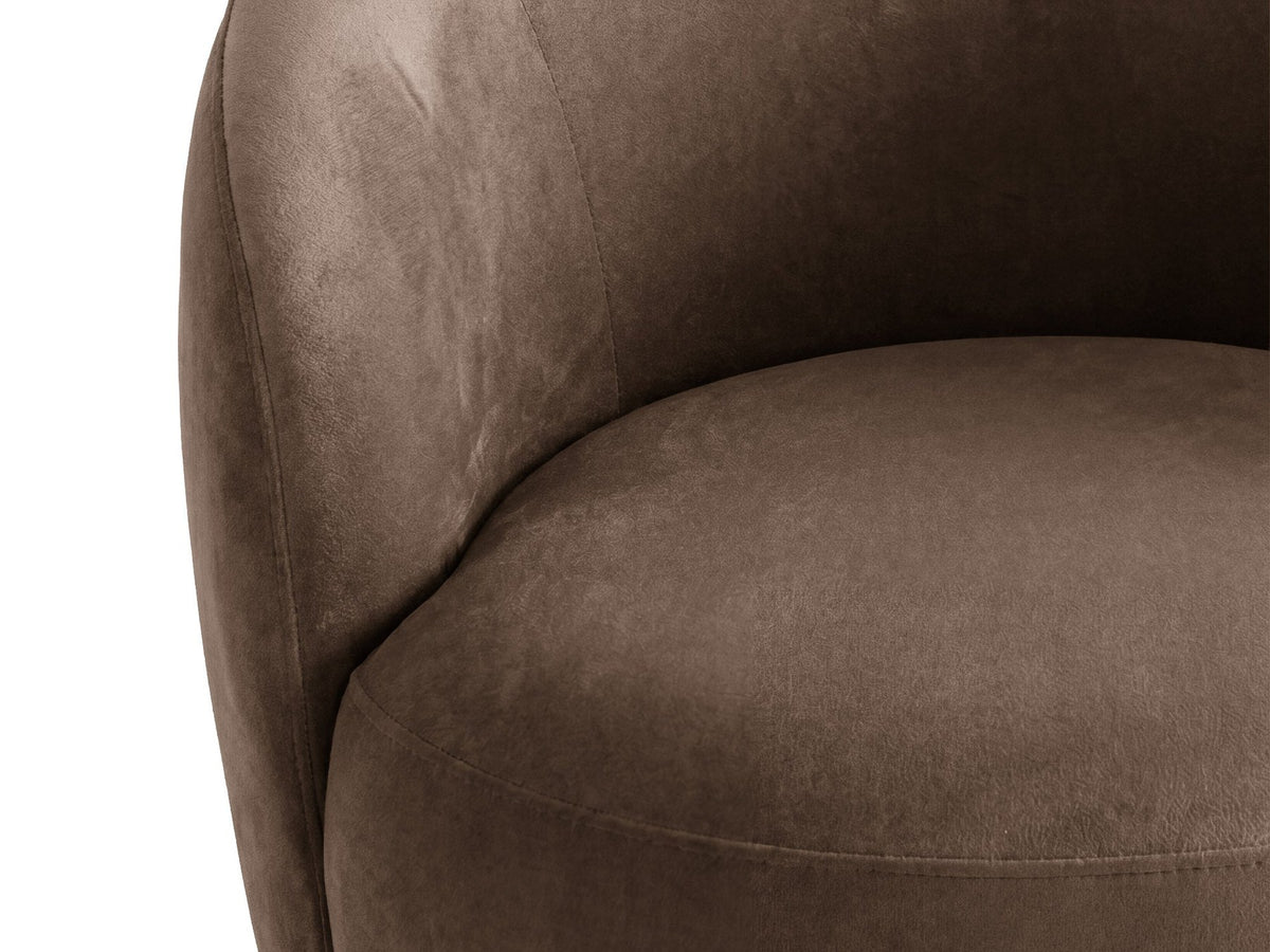 Terrakottafarbener Amalta Armsessel von Micadoni mit Stoffbezug aus der Kollektion Salvador und Beinen aus Stahl, kompakte Sitzform.