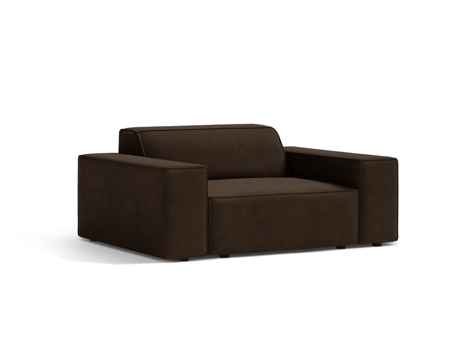 Eleganter Jodie Velour Sessel in Dunkelbraun, ideal für stilvolle Wohnräume. Hochwertige Verarbeitung von Micadoni.