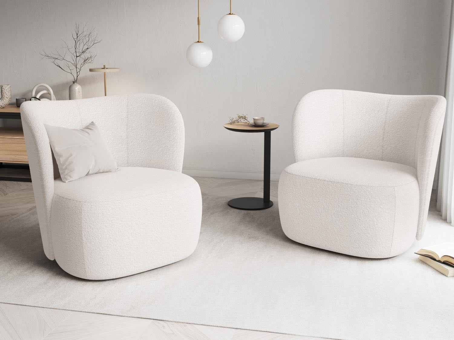 Saamit Boucle Armchair 1 Sitzer in Beige präsentiert im Onlineshop von KAQTU Design AG. Sessel ist von Micadoni
