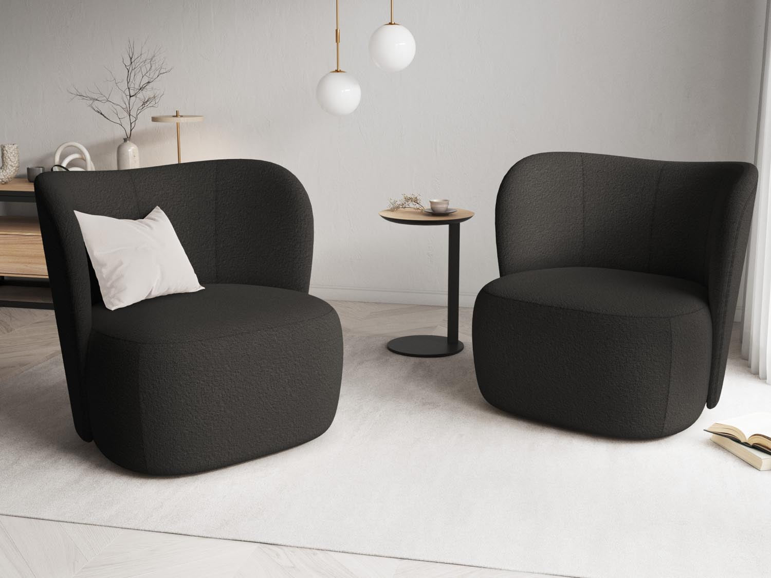 Saamit Boucle Armchair 1 Sitzer in Black präsentiert im Onlineshop von KAQTU Design AG. Sessel ist von Micadoni