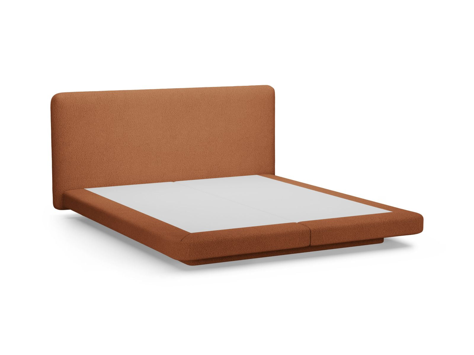 Elegantes Linea Bett von Micadoni mit 140 cm Kopfteil in warmem Terracotta, ideal für ein zeitgemäßes Schlafzimmerdesign.