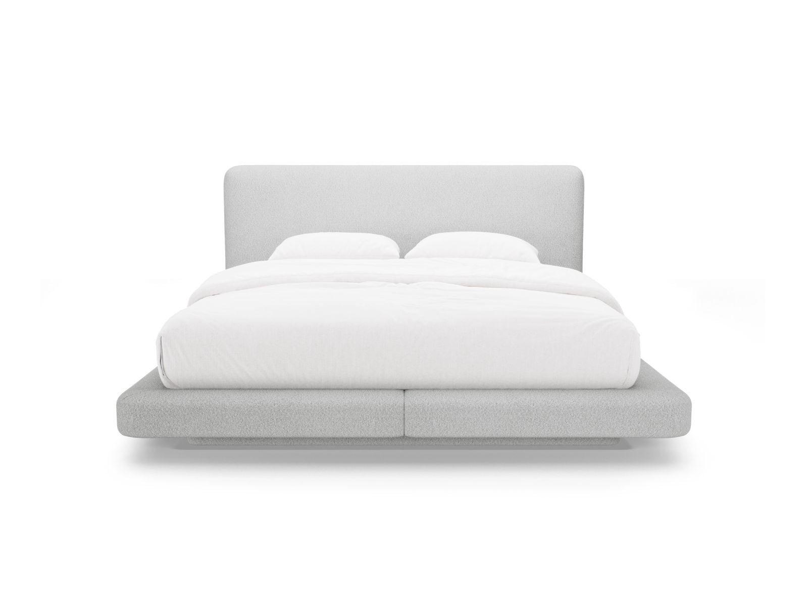 Elegantes Linea Bett mit 140 cm Kopfteil in sanftem Light Grey-Baloo, ideal für stilvolle Schlafzimmergestaltung von Micadoni.