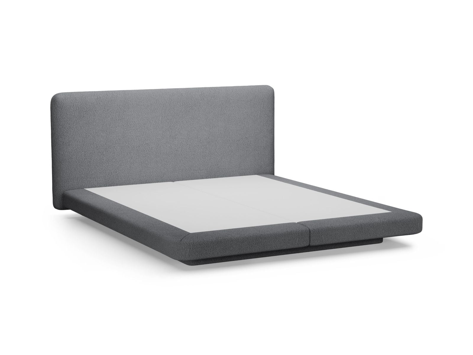 Elegantes Linea Bett von Micadoni mit 140 cm hohem Kopfteil in stilvollem Dunkelgrau, ideal für ein modernes und gemütliches Schlafzimmer.