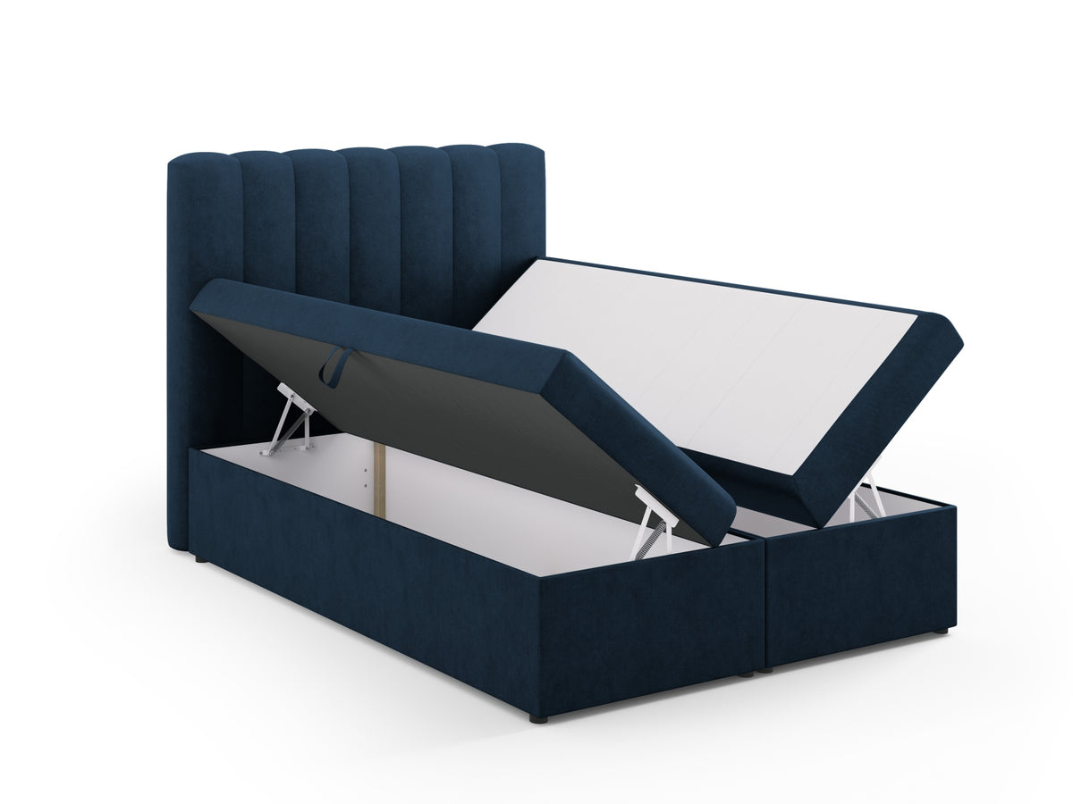 Kelp Boxspringbett Set 140cm: Headboard + Box Springs/Matratze + Matratze Topper in Royal Blue-Moly präsentiert im Onlineshop von KAQTU Design AG. Bett ist von Micadoni