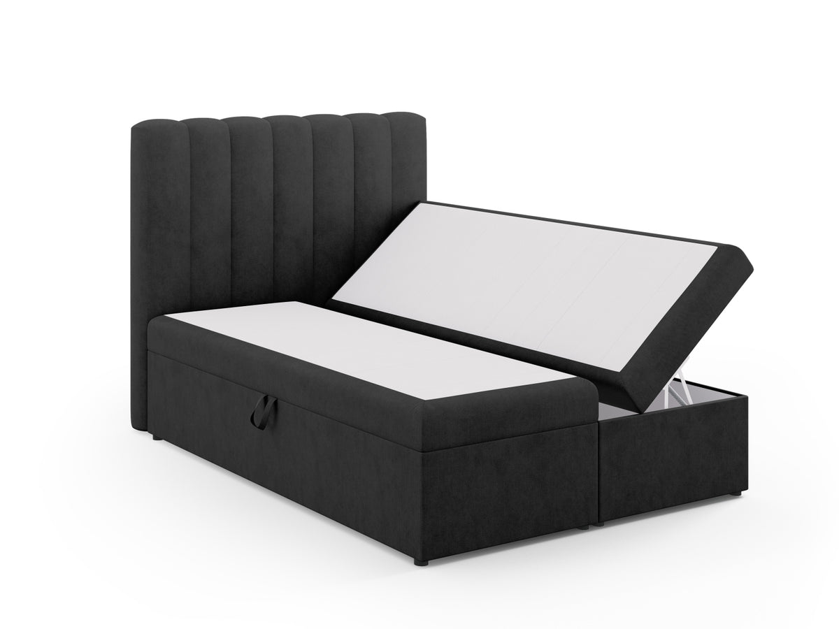 Kelp Boxspringbett Set 140cm: Headboard + Box Springs/Matratze + Matratze Topper in Anthracite-Moly präsentiert im Onlineshop von KAQTU Design AG. Bett ist von Micadoni